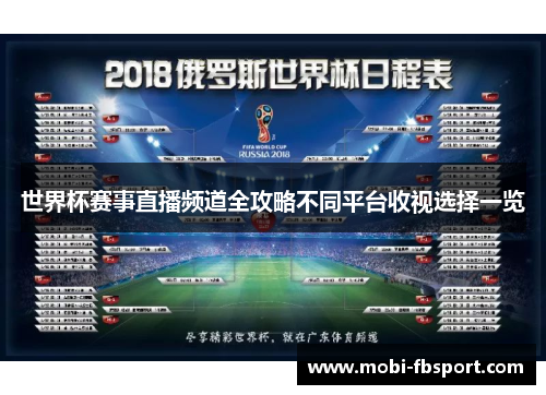 世界杯赛事直播频道全攻略不同平台收视选择一览