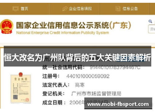 恒大改名为广州队背后的五大关键因素解析